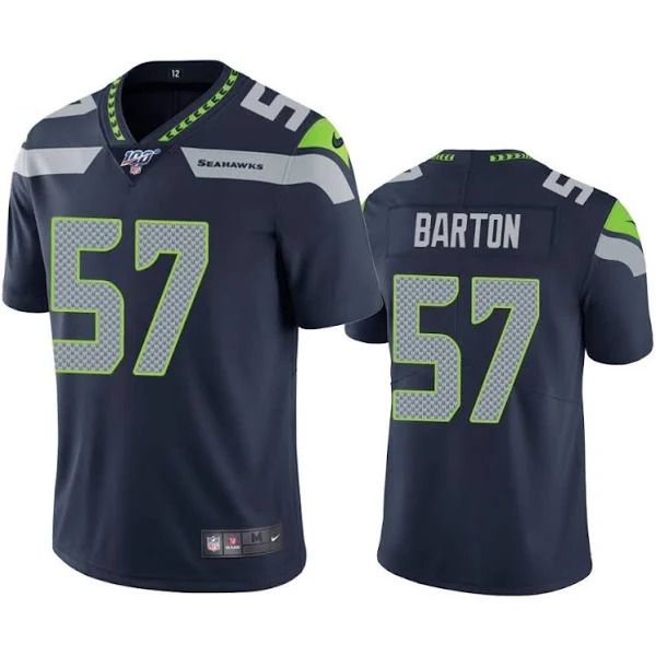 Men Seattle Seahawks #57 Cody Barton Nike Navy 100th Vapor Limited NFL Jersey